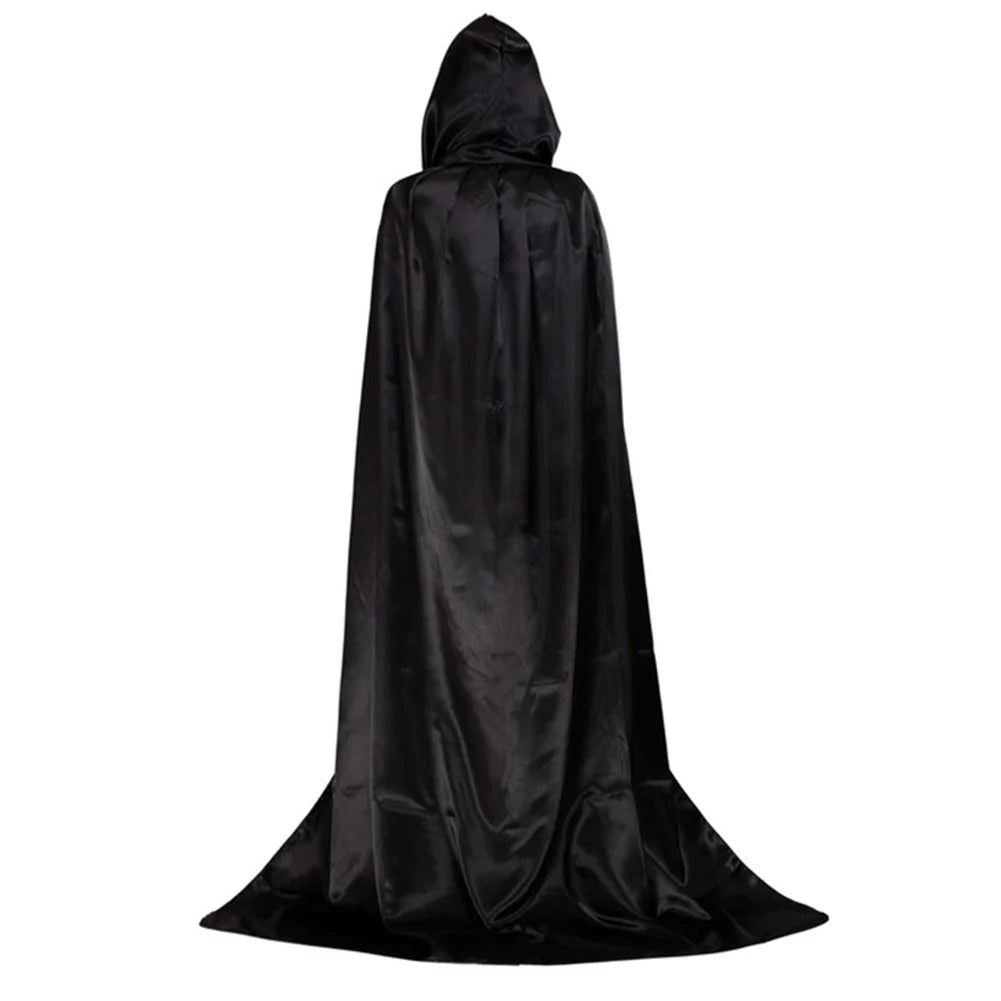 1 Piece of Halloween Cape With 3 Sizes Available It is a Black Grim Reaper Cloak Made of Party Satin Featuring a Stand-up Collar