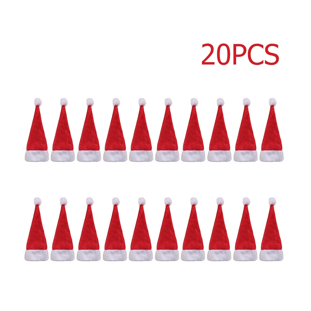 Mini Candy Christmas Hat Classic Decoration Christmas Lollipop Cap Festival Party Supplies for Kitchen Utensils Soda Wine Bottle