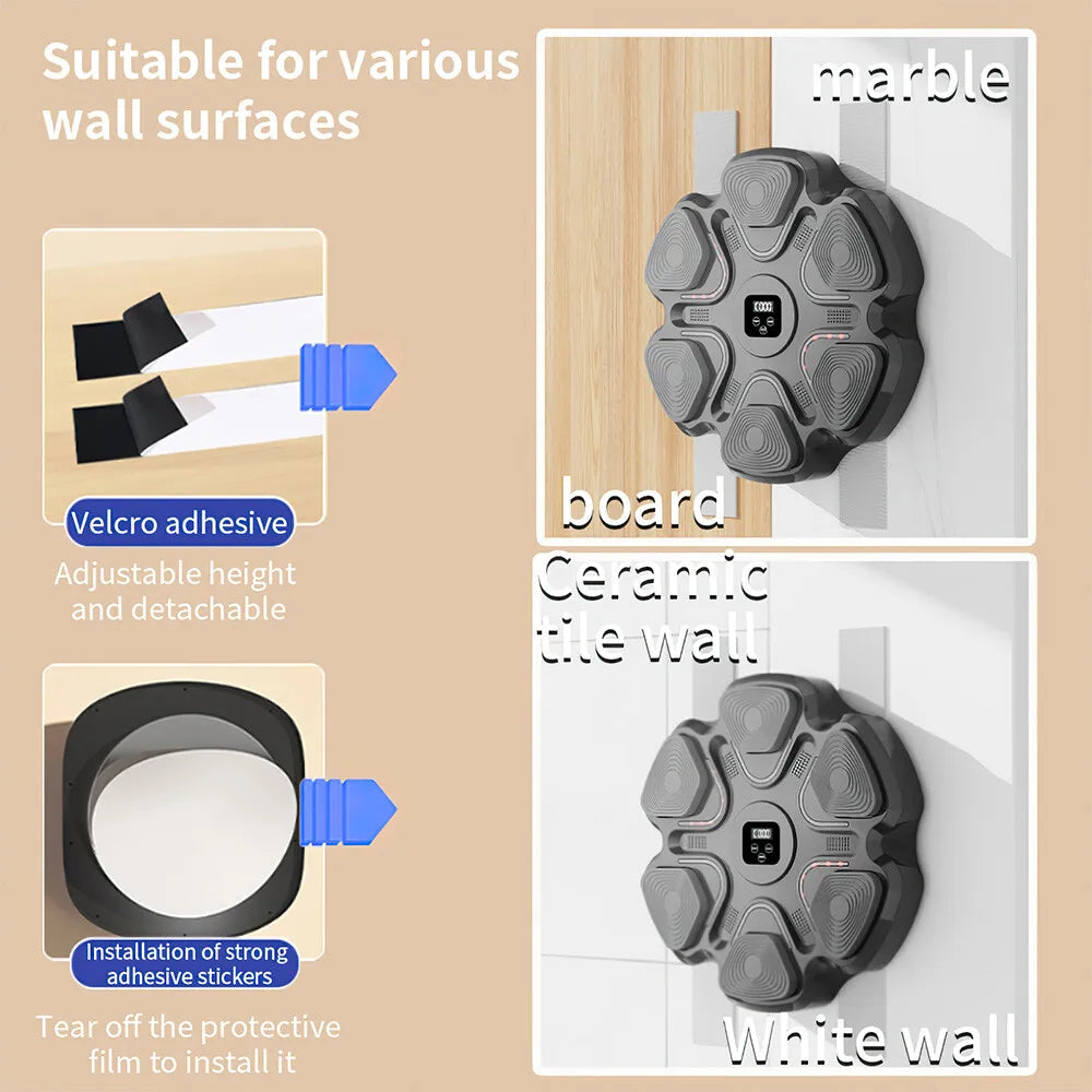 Wall Mounted Music Boxing Machine Punching Pad With 2 Pairs Gloves Training Electronic