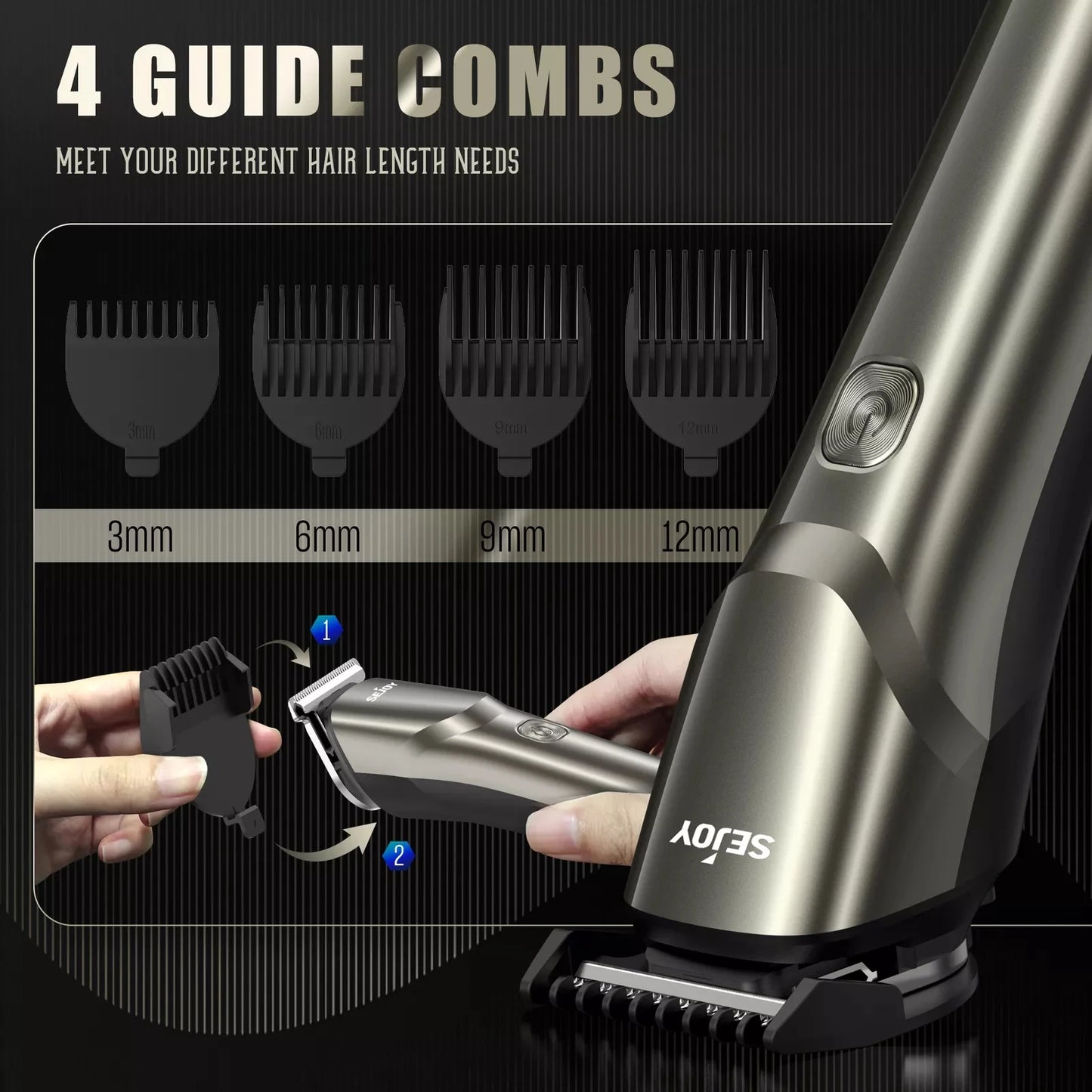 Sejoy Hair Cut Machine For Men Professional Hair Clippers Electric Shaver Beard Trimmers Machine Cordless