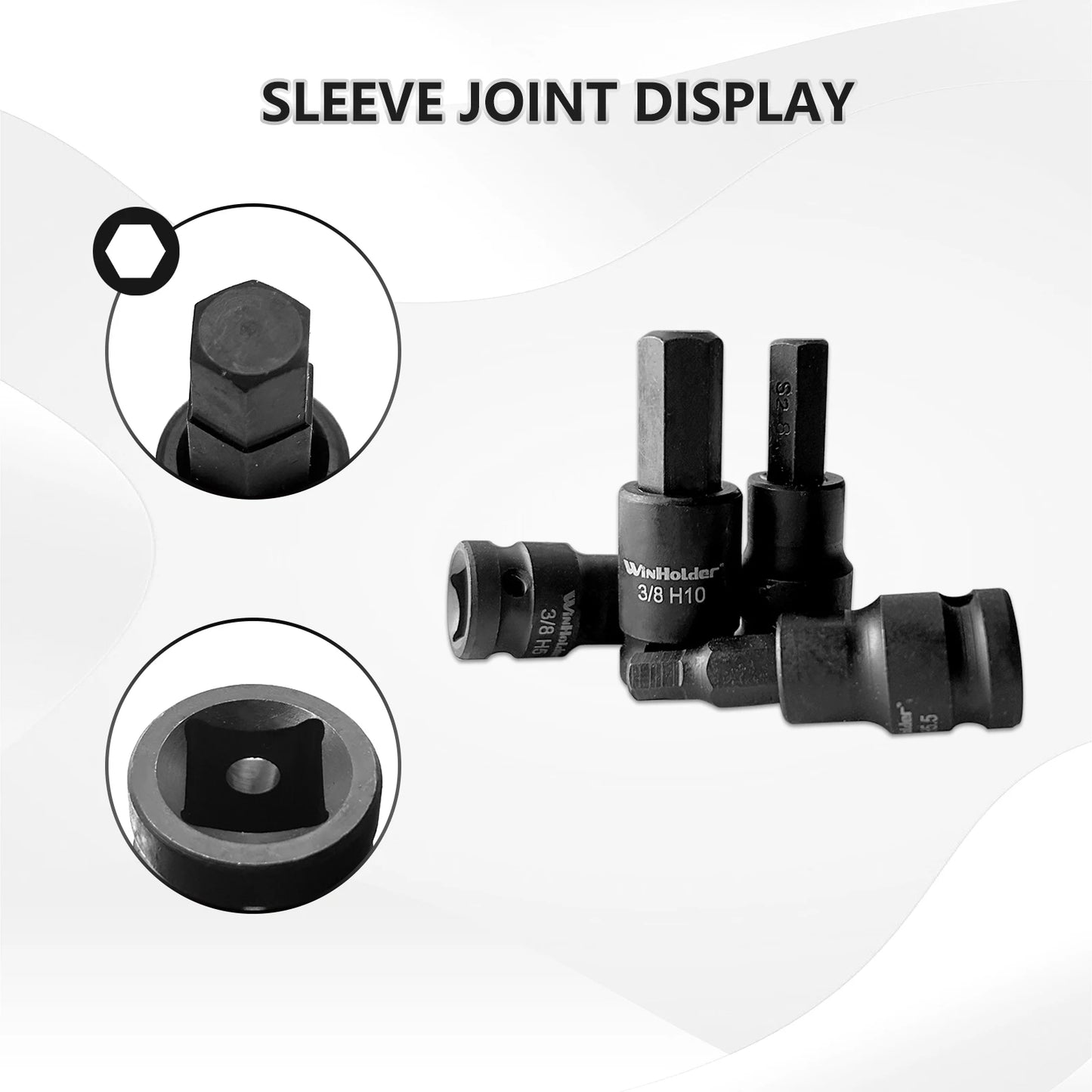 WinHolder 11PCS Impact HEX BIT Sockets Set 3/8" Drive Impact H2- H10 Allen Key Socket Set 55MM CR-V Bit S2 Steel Socket Bit