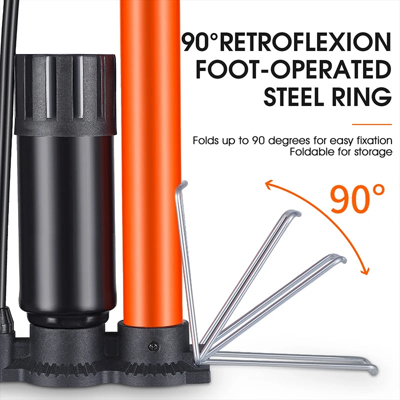 WEST BIKING Bike 120/160PSI Floor Pump High Pressure Cycling Pump Air Inflator Schrader Presta Valve Road MTB Bicycle Tire Pump