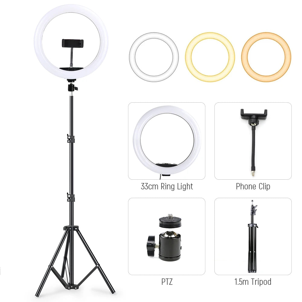 26cm 10inch Led Selfie Ring Light Round Ring Lamp with Phone Holder Photography Fill Lighting with Tripod for Youtube Live Video