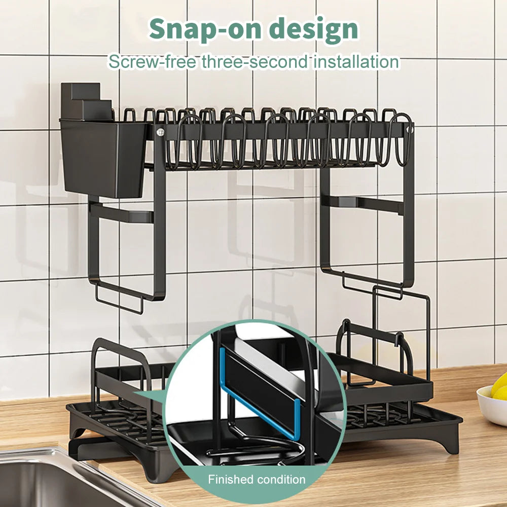 Dish Drying Rack 2 Tier Tableware Drainer Kitchen Dish Bowl Drainer Storage Rack Organizer Kitchen Accessories