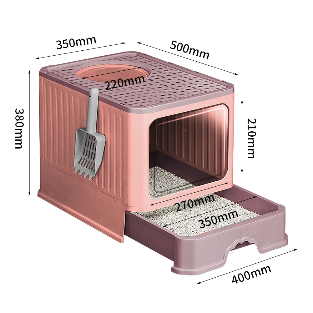 Tieker Double Door Drawer Cat Litter Box Top Filter Plate Enclosed Cat Toilet Removable Drawer Cat Litter Box with Scoop