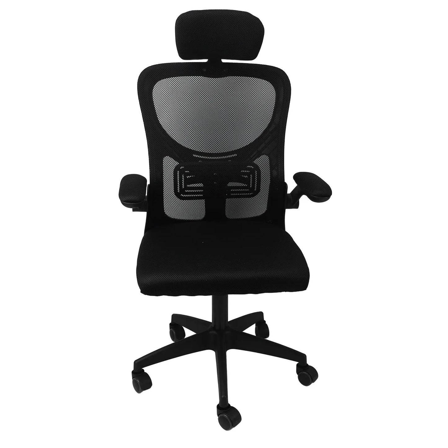 Computer Chair 90 Degree Rotating Armrests Elastic Lumbar Support Comfortable Chair 3D Headrest with 5 Wheels for Home