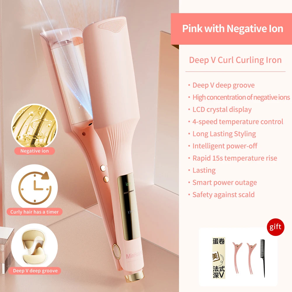 Hair Wavy Curling Iron 32mm Big Wave Deep Wavy Splint Egg Rolls Hair Curler Crimping Iron Styler Wand for All Hair Styling Tools