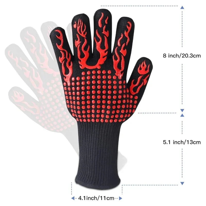 One Piece BBQ Gloves High Temperature Resistance Oven Mitts 500 800 Degrees Fireproof Barbecue Heat Insulation Microwave Gloves