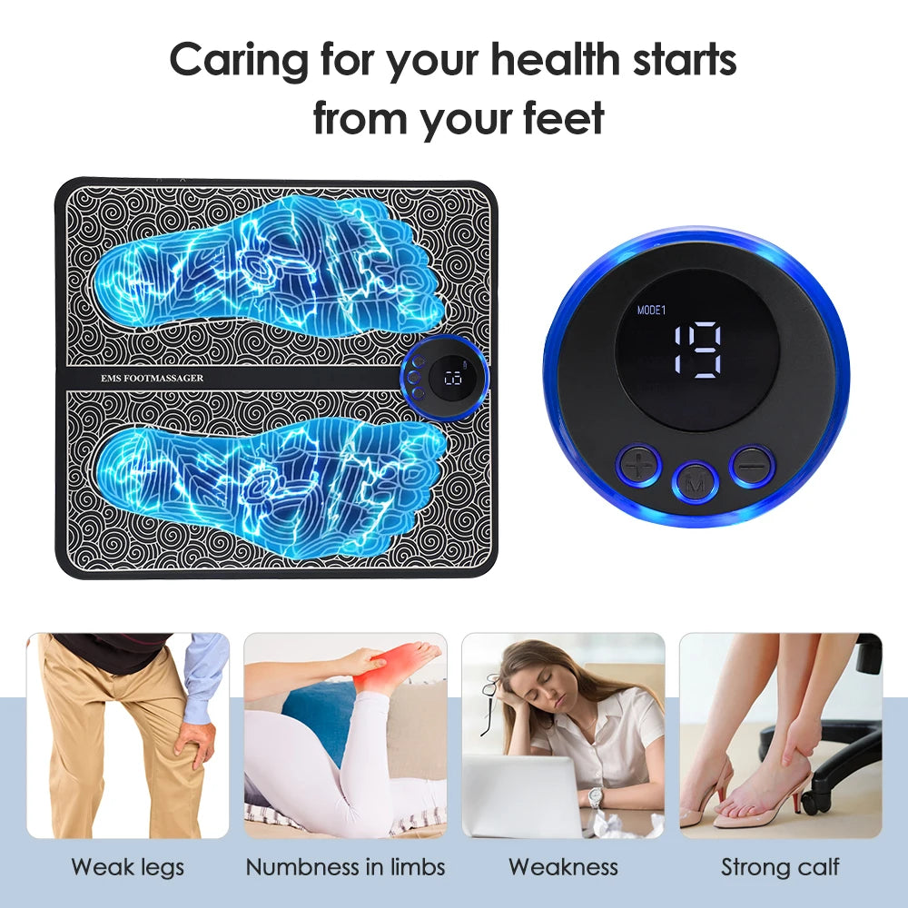 Smart Foot Massager Pad Muscle Relax Feet Acupoints Massage Electric Muscle Stimulation Improve Blood Circulation Health Care