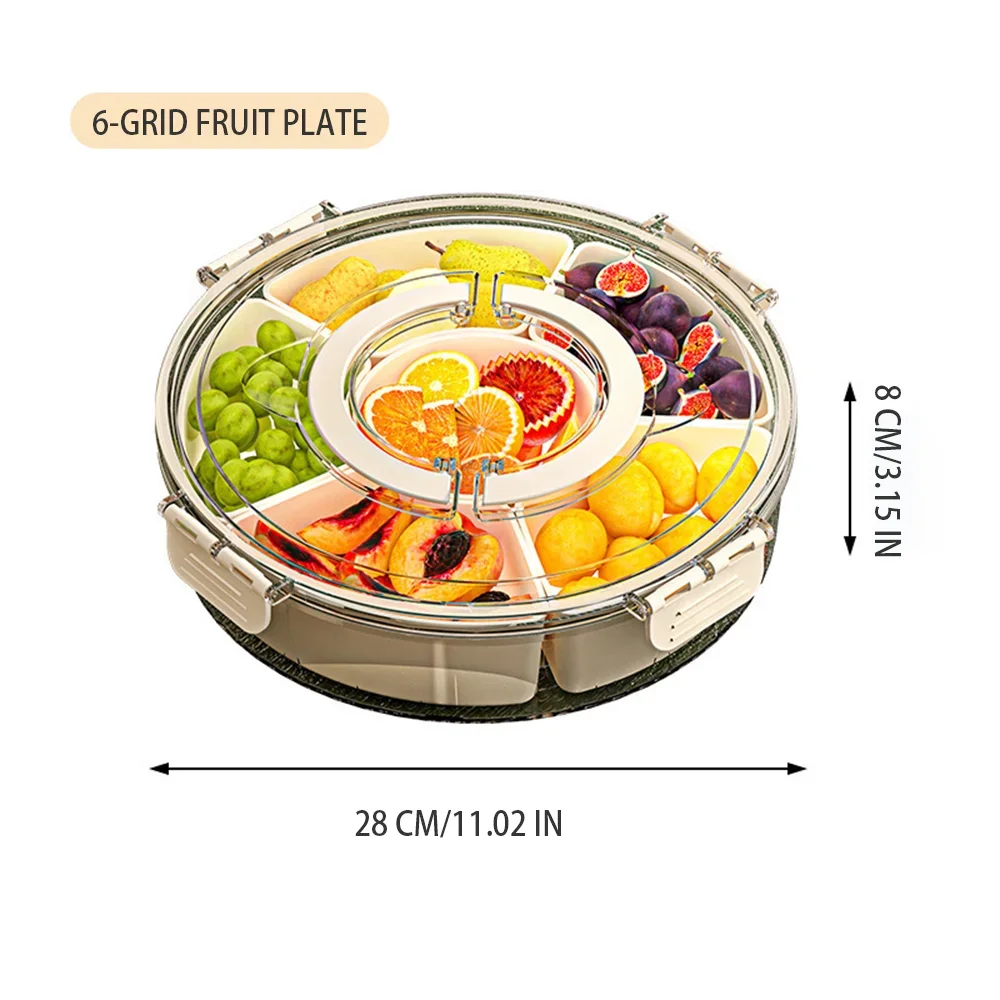 Six-Grid Food Storage Box With Handles Divided kitchen Container Compartments Stackable Snack Tray Removable and washable