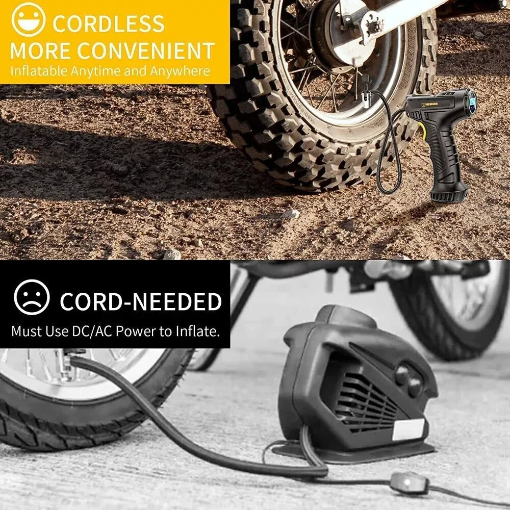 12V Cordless Electric Car Tyre Inflator Pump 150PSI Portable Tire Air Compressor Pump with LED Light
