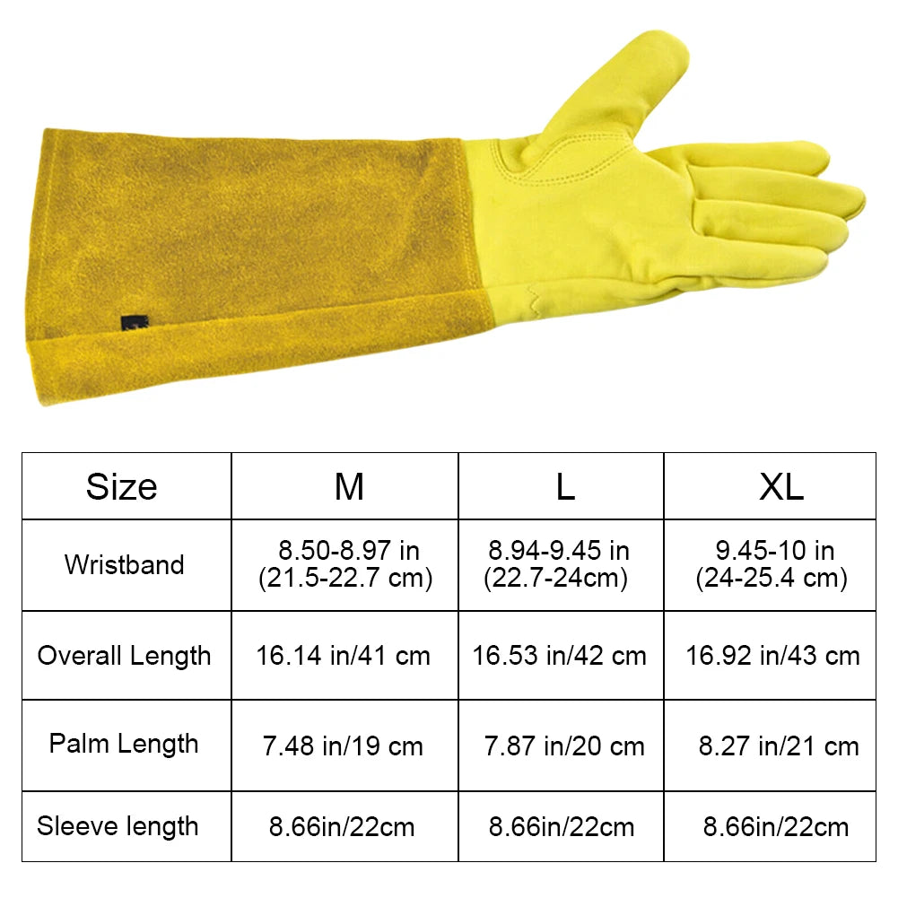 1 Pair Long Thorn Proof Gardening Gloves Breathable Leather Working Mitten with Forearm Protection Garden Gloves for Women Men