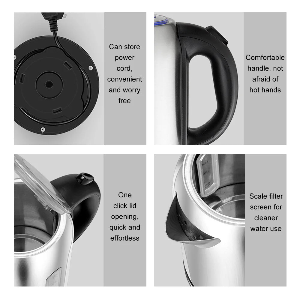 1850-2200W Electric Kettle 1.7L Electric Water Boiler Stainless Steel Electric Boiler Home Kettle Auto-off overheat protection