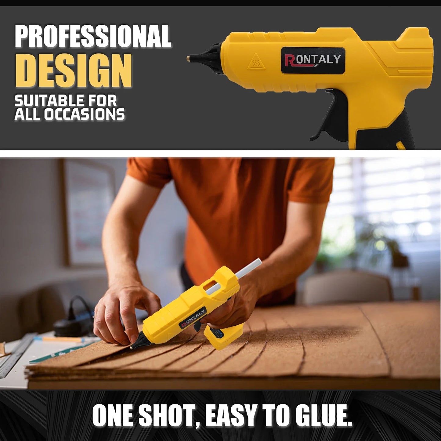 Cordless Hot Melt Glue Gun Replace For DeWalt 18V Battery 10 Pieces Glue Sticks 11 mm, For Crafts & Tools DIY(No Battery)