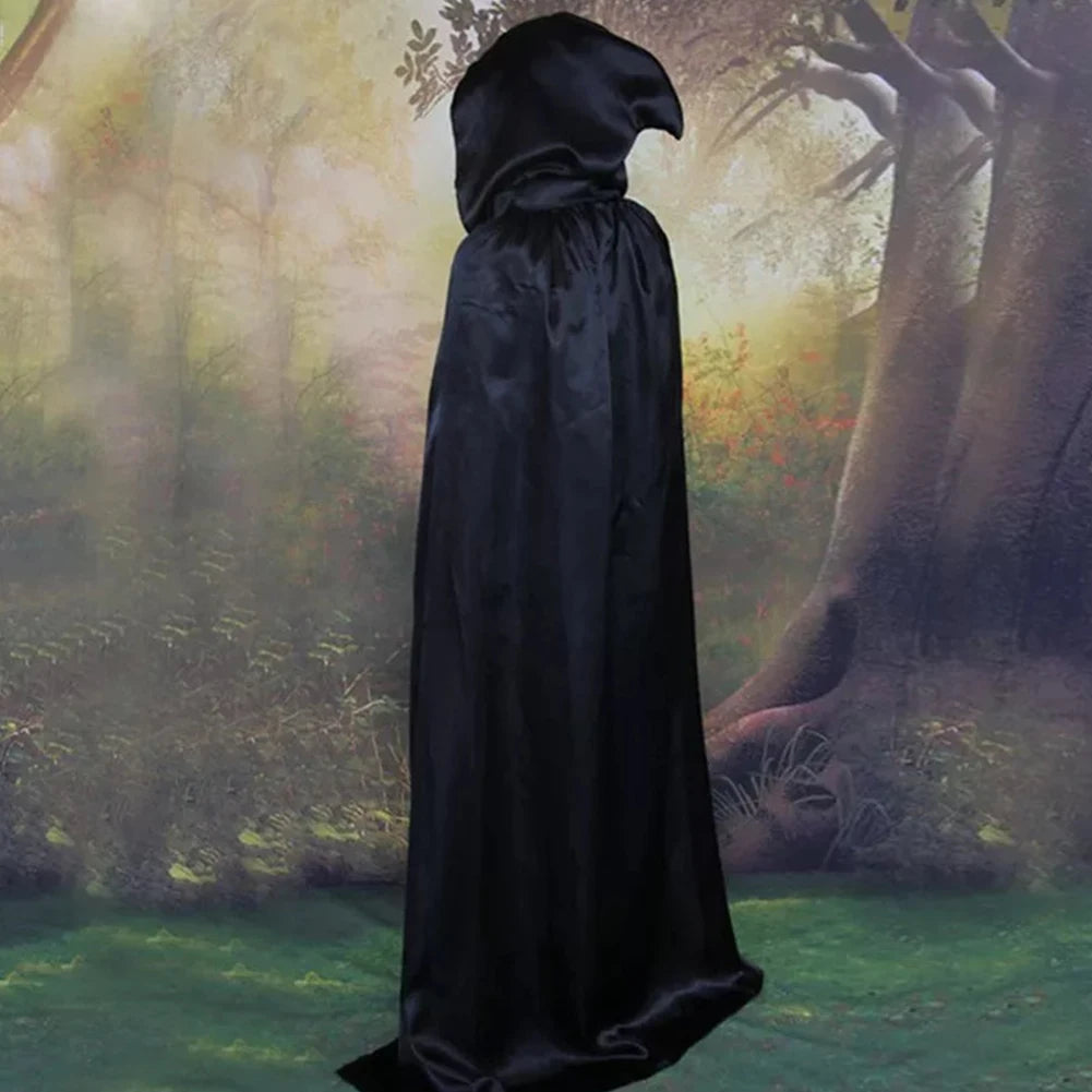 1 Piece of Halloween Cape With 3 Sizes Available It is a Black Grim Reaper Cloak Made of Party Satin Featuring a Stand-up Collar