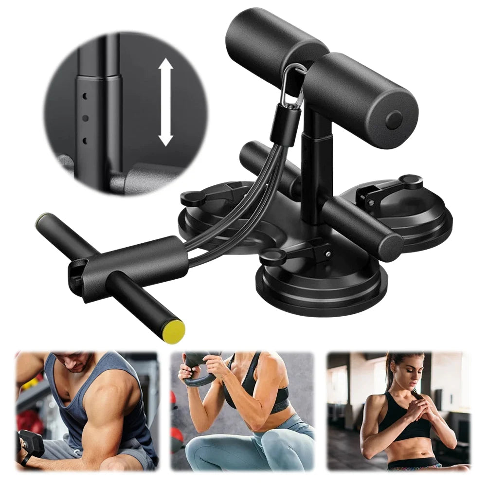 Sit Up Floor Holder with 3 Suction Cup Sit Up Exercise Equipment with Pull Rope Sit Up Exerciser for Strength Training