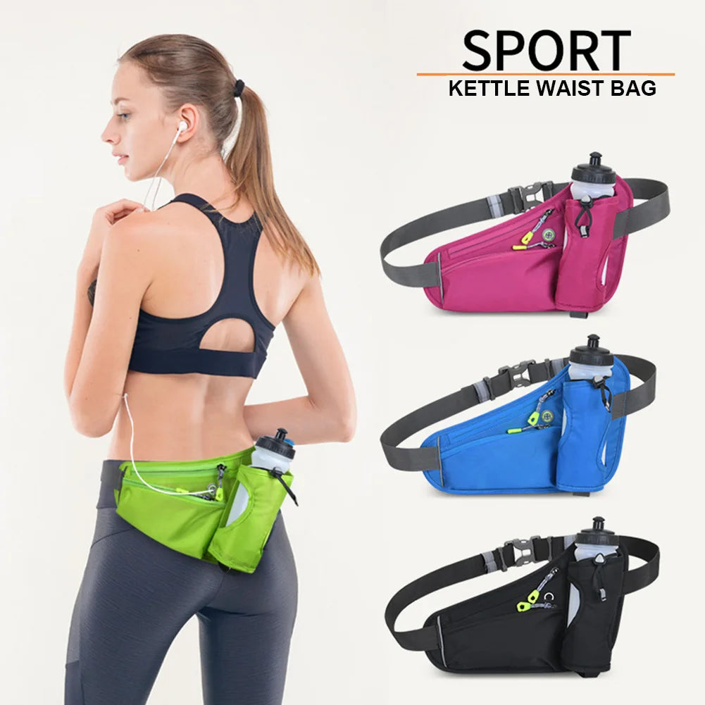 Running Waist Bags Water Bottle Holder Hydration Belt Bag Cell Phone Jogging Cycling Bag For Men Women Sports Fanny Pack Gym Run
