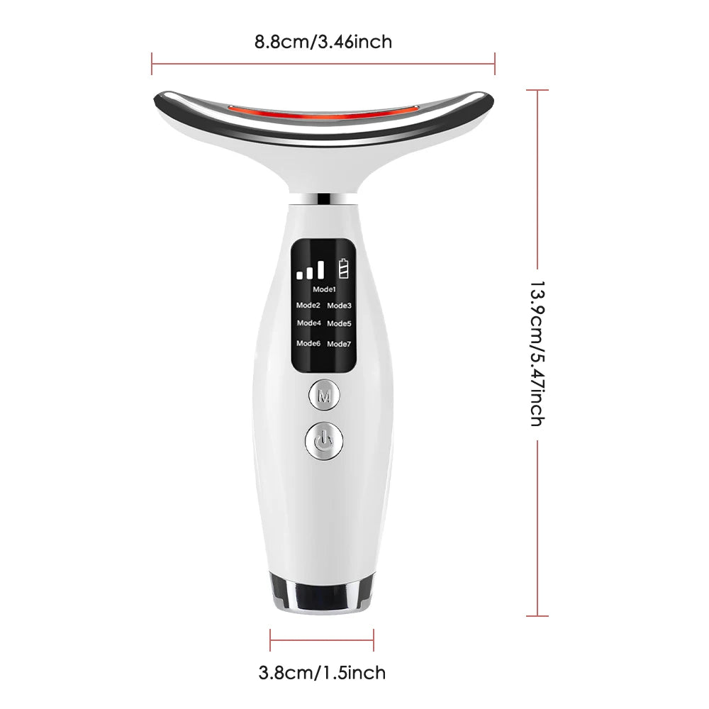 Neck Face Lifting Massager 7 Colors Light LED Photon Therapy Skin Tighten Wrinkle Remove Heating Vibration Massage Beauty Device