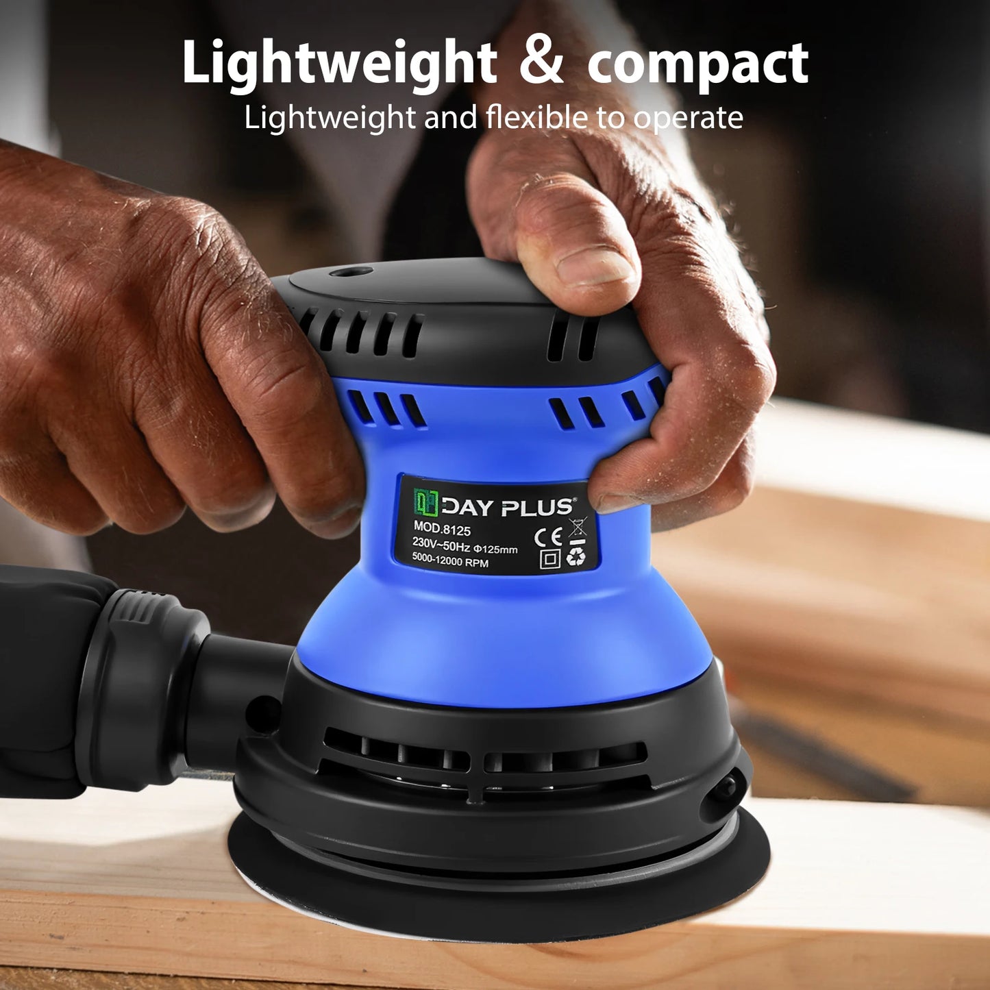 Electric sander, 6-speed track-type sander, suitable for sanding and polishing wood, furniture, metal and car surfaces