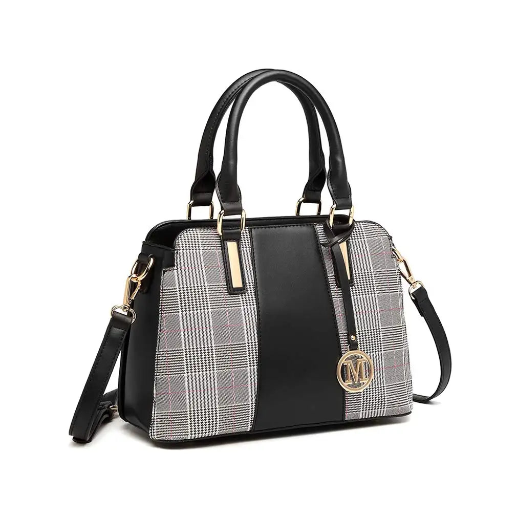 Miss Lulu Handbag Women Retro Stripes Crossbody Bags Elegant Stitching Shoulder Bag Faux Leather
