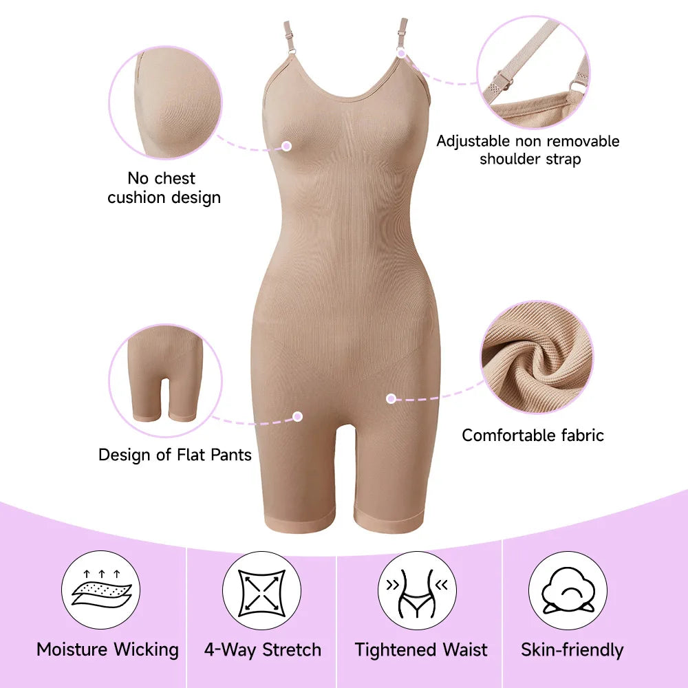 Modishion Women's Boxer Shaper Bodysuit Tummy Tightening Butt Lifting Seamless Boxer Shapewear Tights Slimming Tights