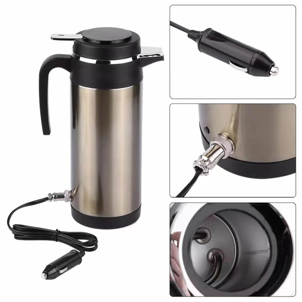 1200 ML Car Truck Water Heater Car Hot Kettle Leak-Proof Design 12/24 V Tea Coffee Kettle 120/240 W Fast Boiling for Travel Home