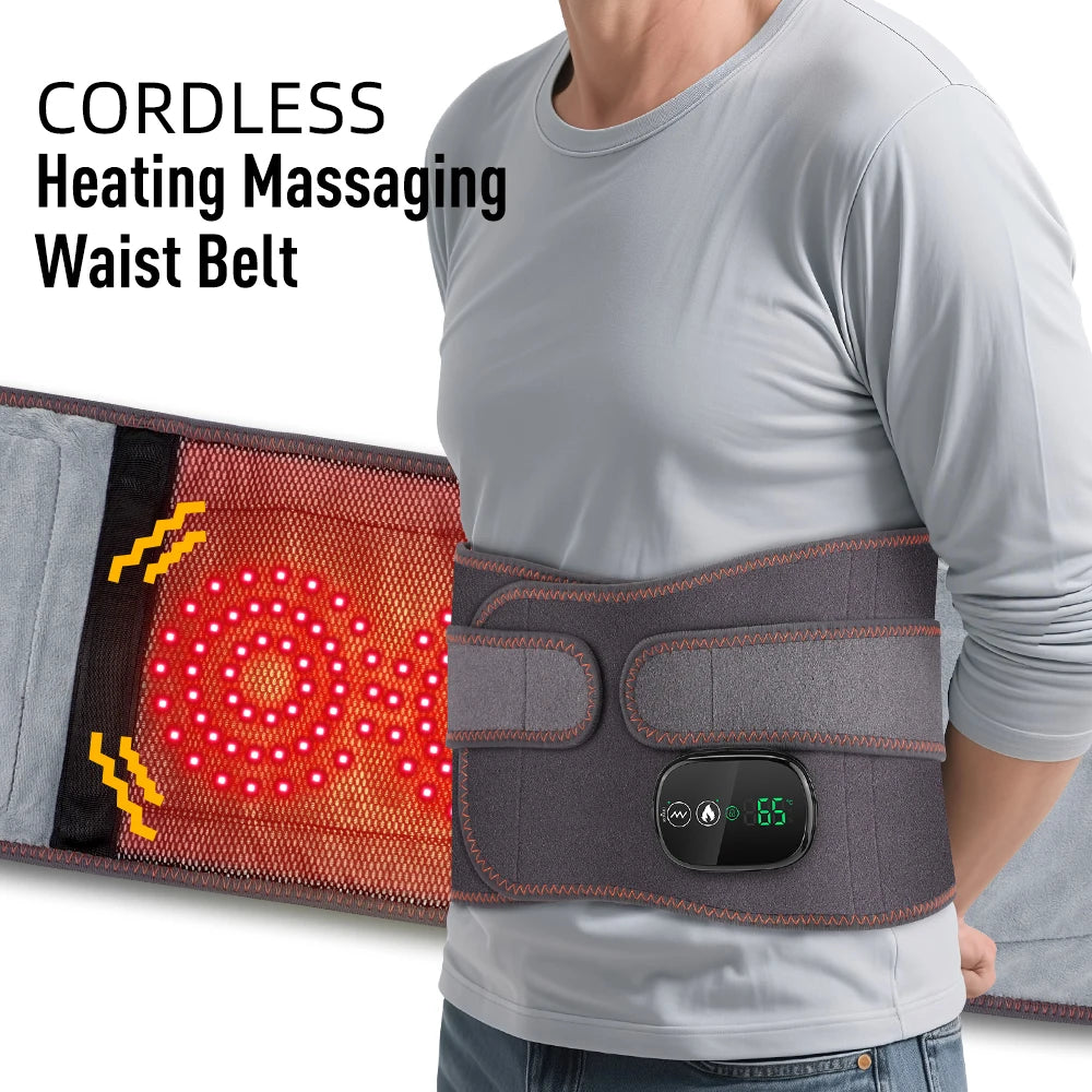 New Upgrade Electric Heating Massaging Waist Belt Relieve Fatigue Relax Muscle Red Light Hot Compress Vibration Massage