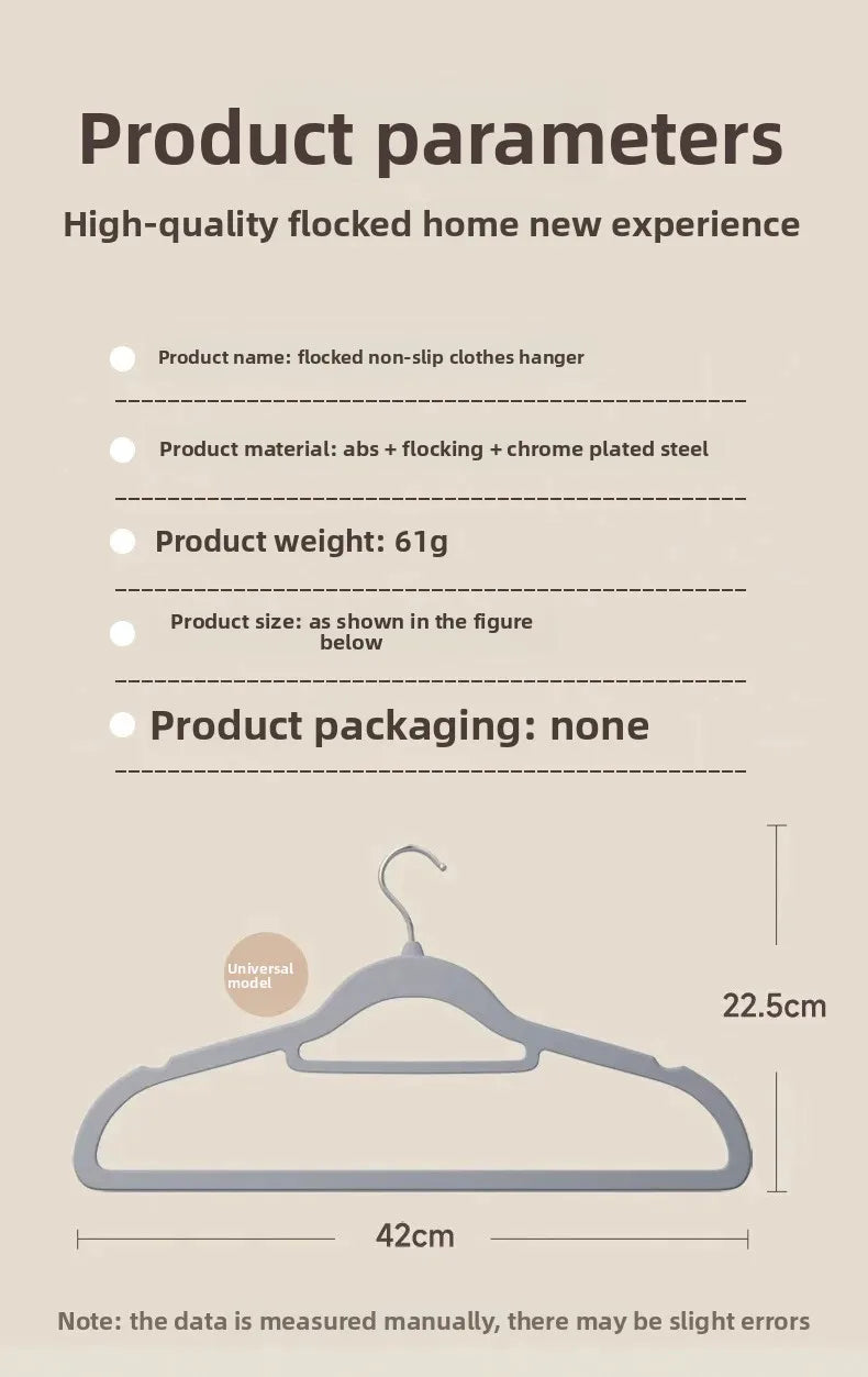 Home Use Flocking Clothes Hanger Anti-Slip Shirt Drying Rack Store Shoulder Corner Seamless Hanging Closet Storage Tool