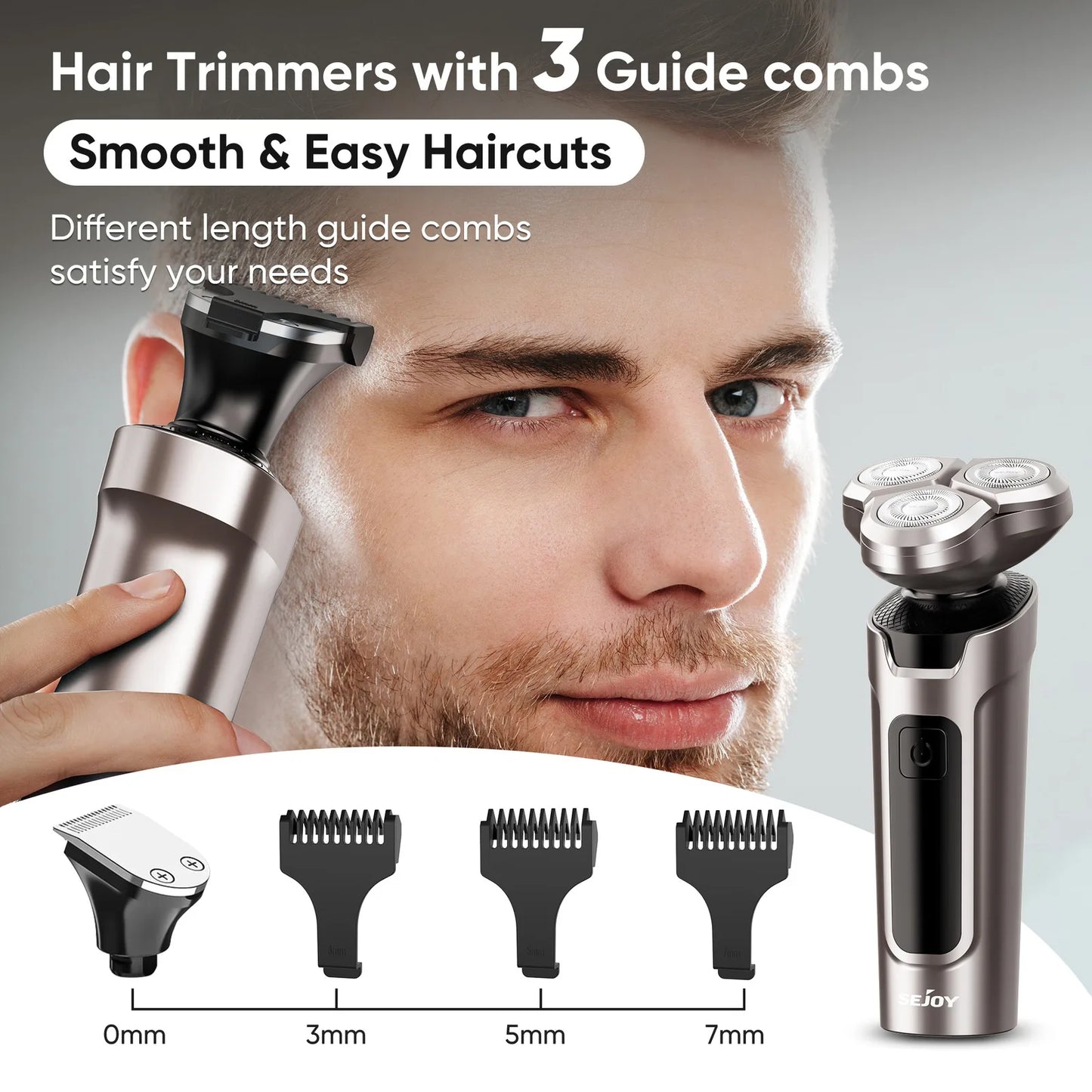 Sejoy 5 in 1 Electric Razor Shaver Barber for Men Rechargeable with Beard Trimmer Portable Shavers for Travel