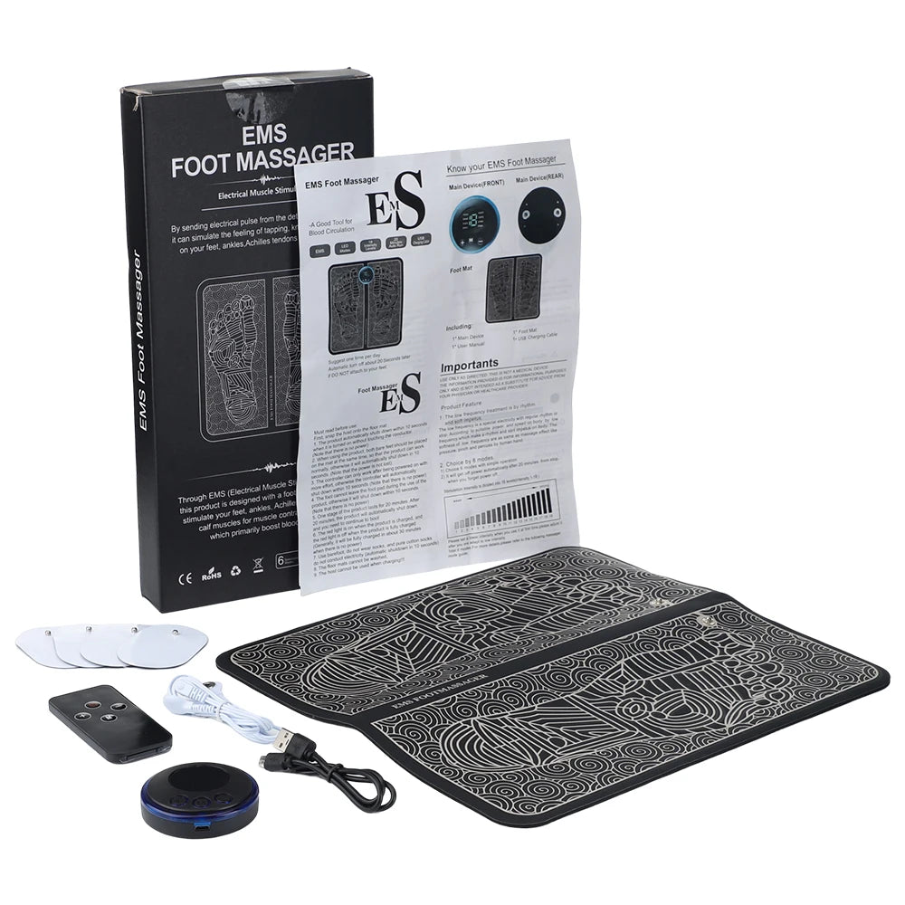 Rechargeable Electric Foot Massager Pad Electrostimulator Massage Mat EMS Muscle Massager Relax Feet Massage Fitness Masajeador