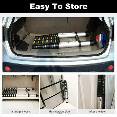 3.2M Telescopic Ladder 10.5FT Multi-Purpose Stainless Steel Telescoping Ladder Extendable Portable Sturdy Loft Ladder with EN131