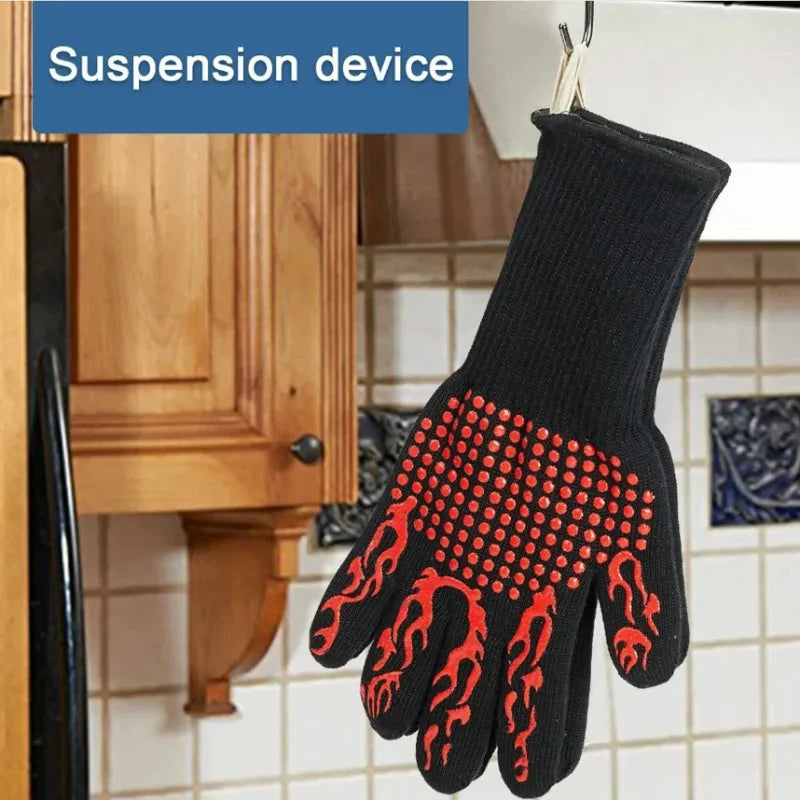 One Piece BBQ Gloves High Temperature Resistance Oven Mitts 500 800 Degrees Fireproof Barbecue Heat Insulation Microwave Gloves