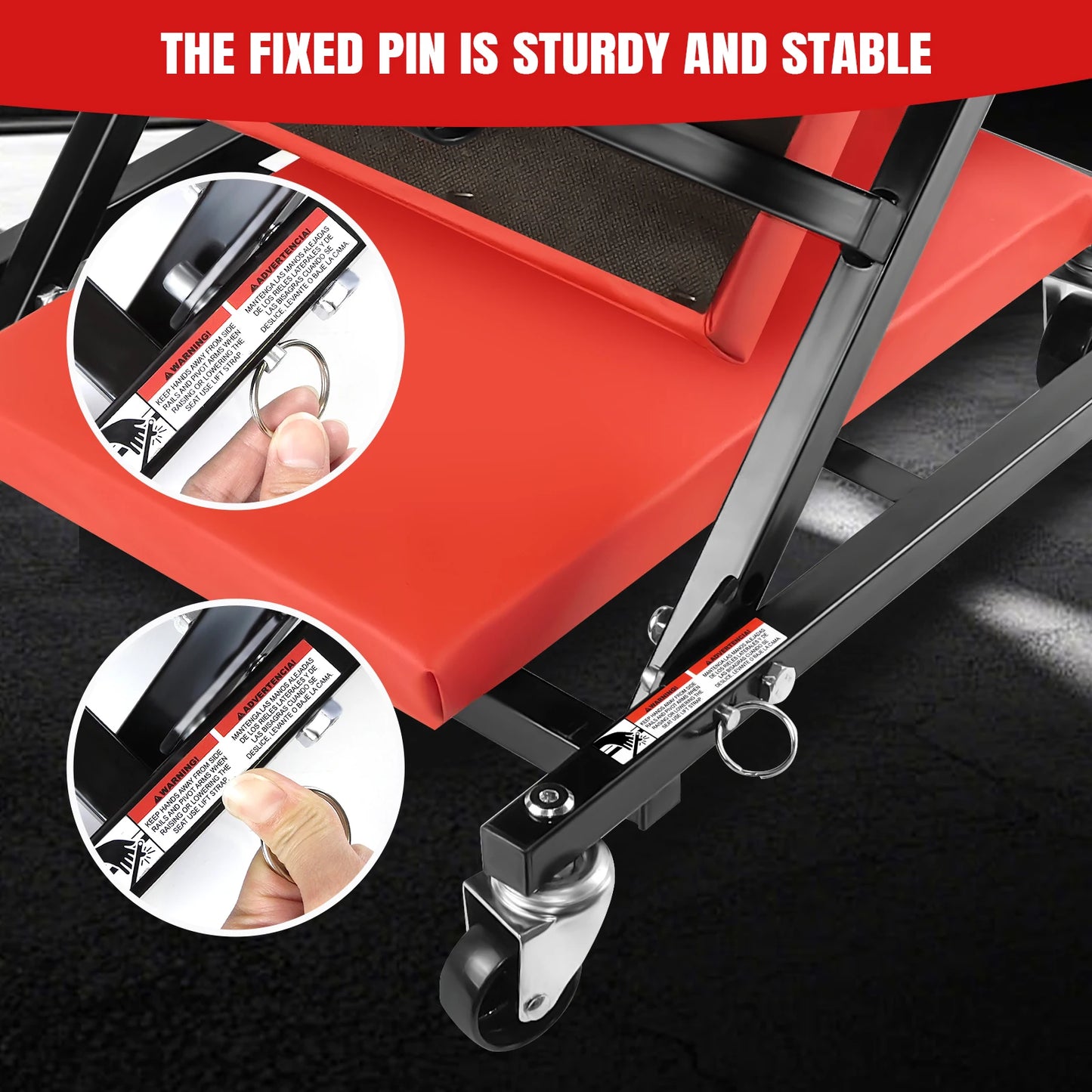 2-in-1 Folding Car Creeper, Heavy Duty Extended Rolling Mechanics Creeper, Z Creeper & Seat for Under Car Repair, 150kg LBS