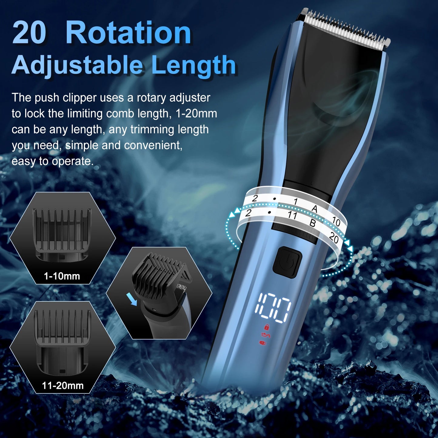 Sejoy Electric Hair Clipper For Men, 20 Gears Adjustable Hair Cut Machine Hair Trimmer Professional Rechargeable Hair Cut Barber