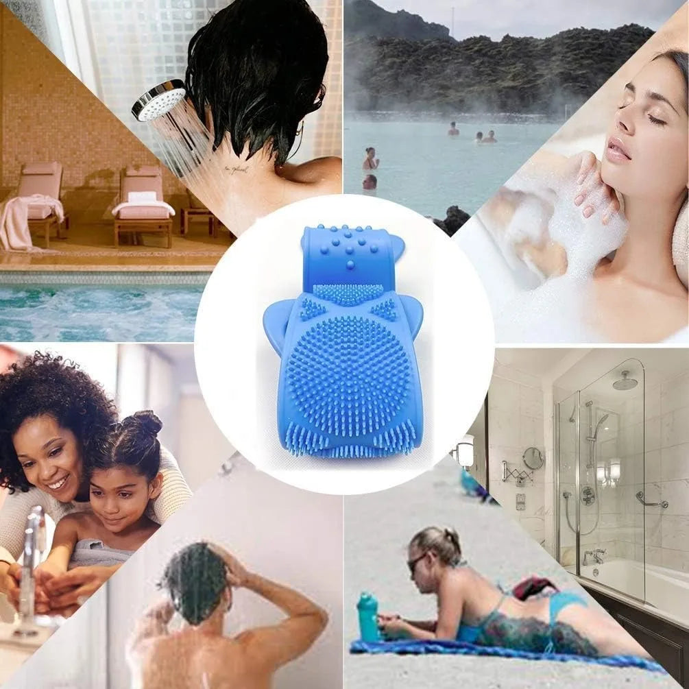 Silicone body exfoliating brush for back, shower, massage, cleansing, exfoliation and rejuvenation, a back cleaning tool