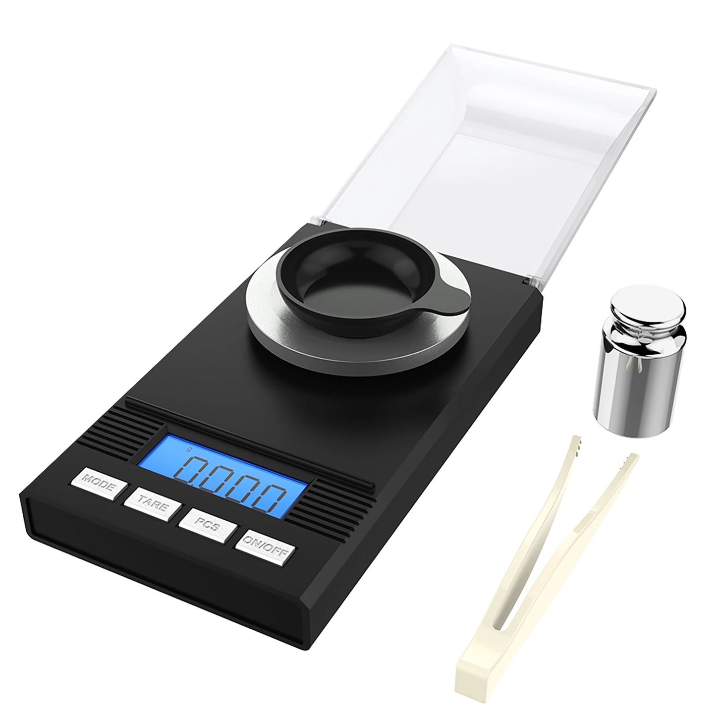 Jewelry Scale Digital Milligram Pocket Scale Mini Jewelry Gold Powder Weigh Scales with Calibration Weights Tweezers
