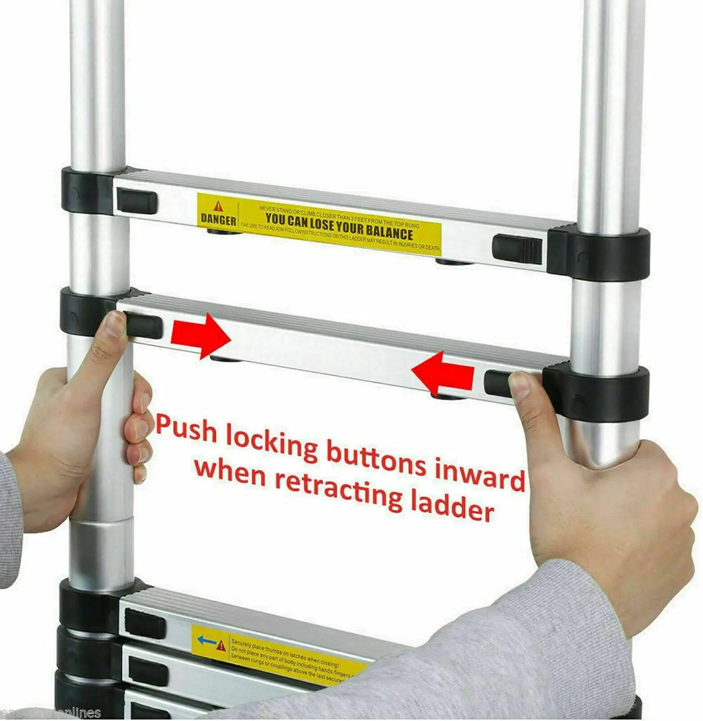 3.2M Telescopic Ladder 10.5FT Multi-Purpose Stainless Steel Telescoping Ladder Extendable Portable Sturdy Loft Ladder with EN131