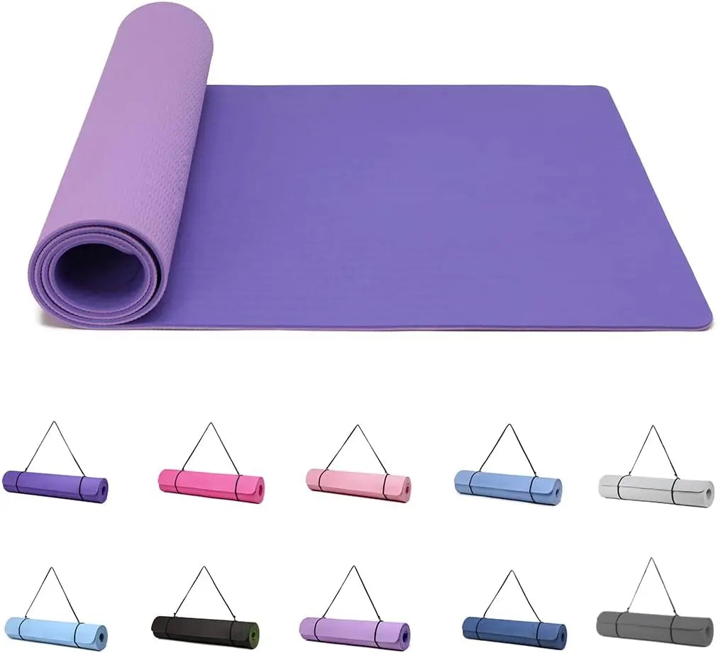 Good Nite Yoga Mat Gymnastics Pilates Exercise Mat for Women Non-Slip Thick 6mm with Carry Strap Tpe 183 x 61 x 1cm