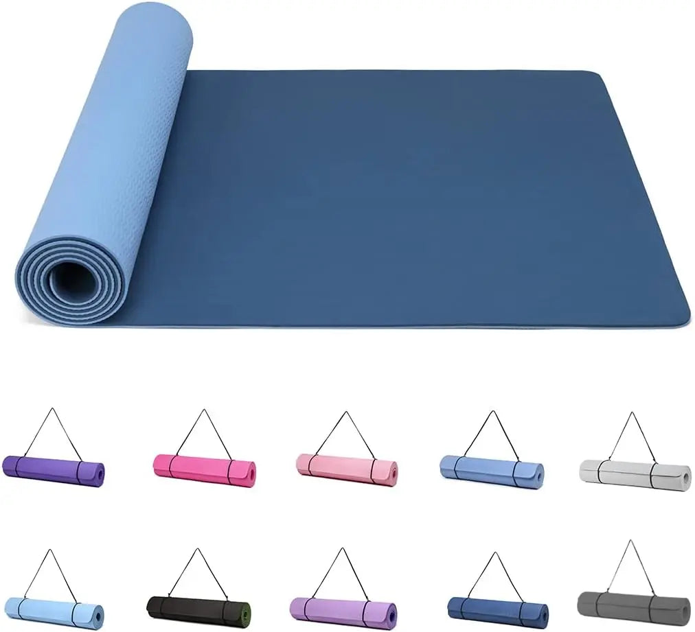 Good Nite Yoga Mat Gymnastics Pilates Exercise Mat for Women Non-Slip Thick 6mm with Carry Strap Tpe 183 x 61 x 1cm