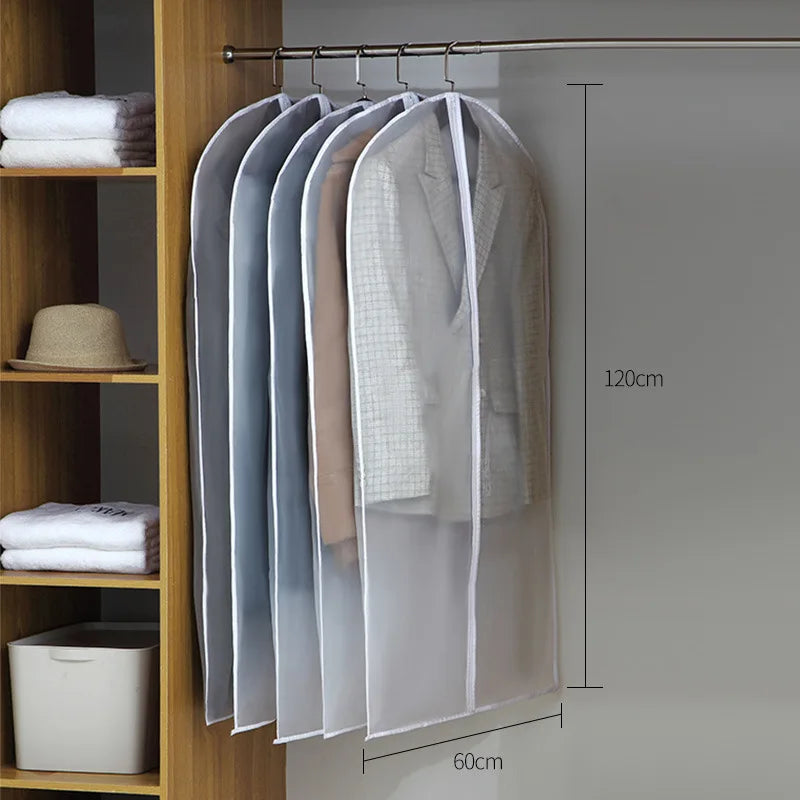Clothes Hanging Transparent Dust Proof Cover Waterproof Hang Dust Cover with Zipper Clothes Storage Bag Clothes Organizers