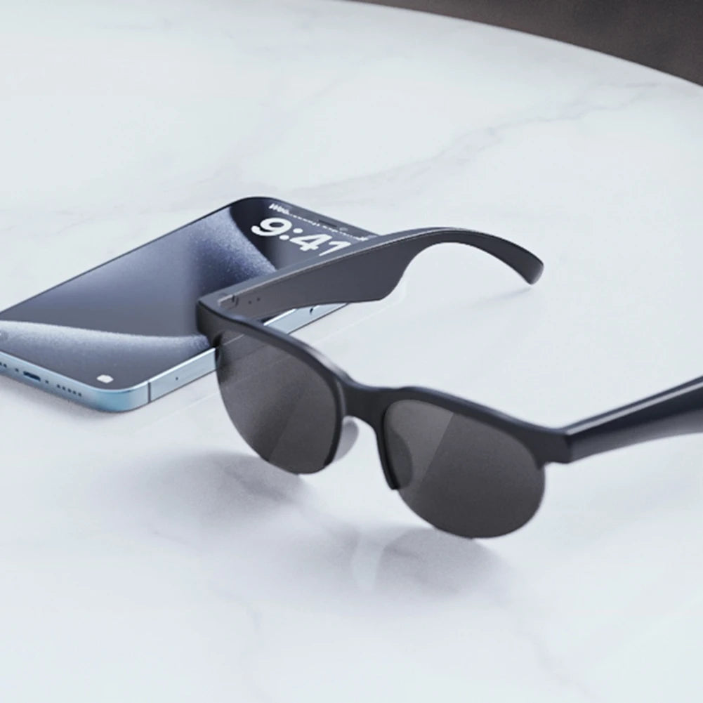AI Intelligent Translation Glasses Built-in Microphone Speakers Earphone Glasses Music Sunglasses Wireless Headset for Men Women