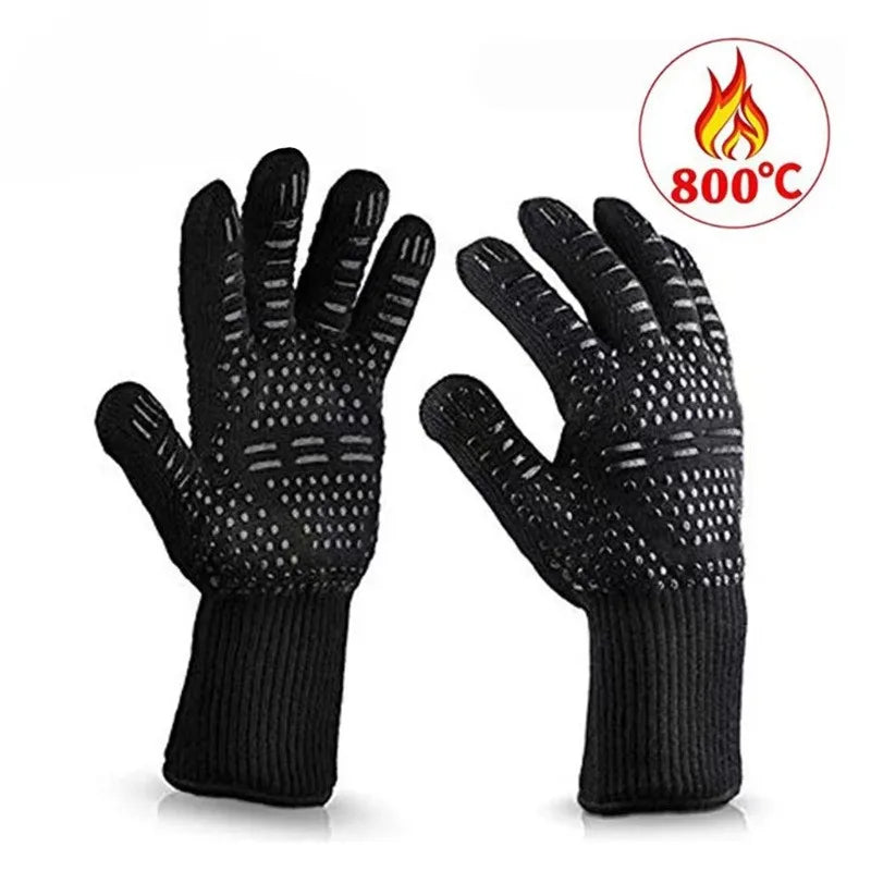 One Piece BBQ Gloves High Temperature Resistance Oven Mitts 500 800 Degrees Fireproof Barbecue Heat Insulation Microwave Gloves