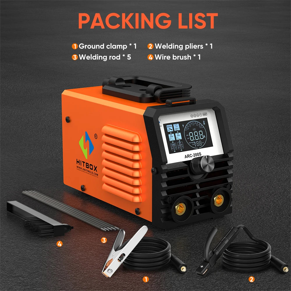 HITBOX ARC200S Welding Machine 2 in 1 ARC MMA LIFT TIG MINI IGBT Inverter LED Digital Display Portable Home Welder 220V 10-200A