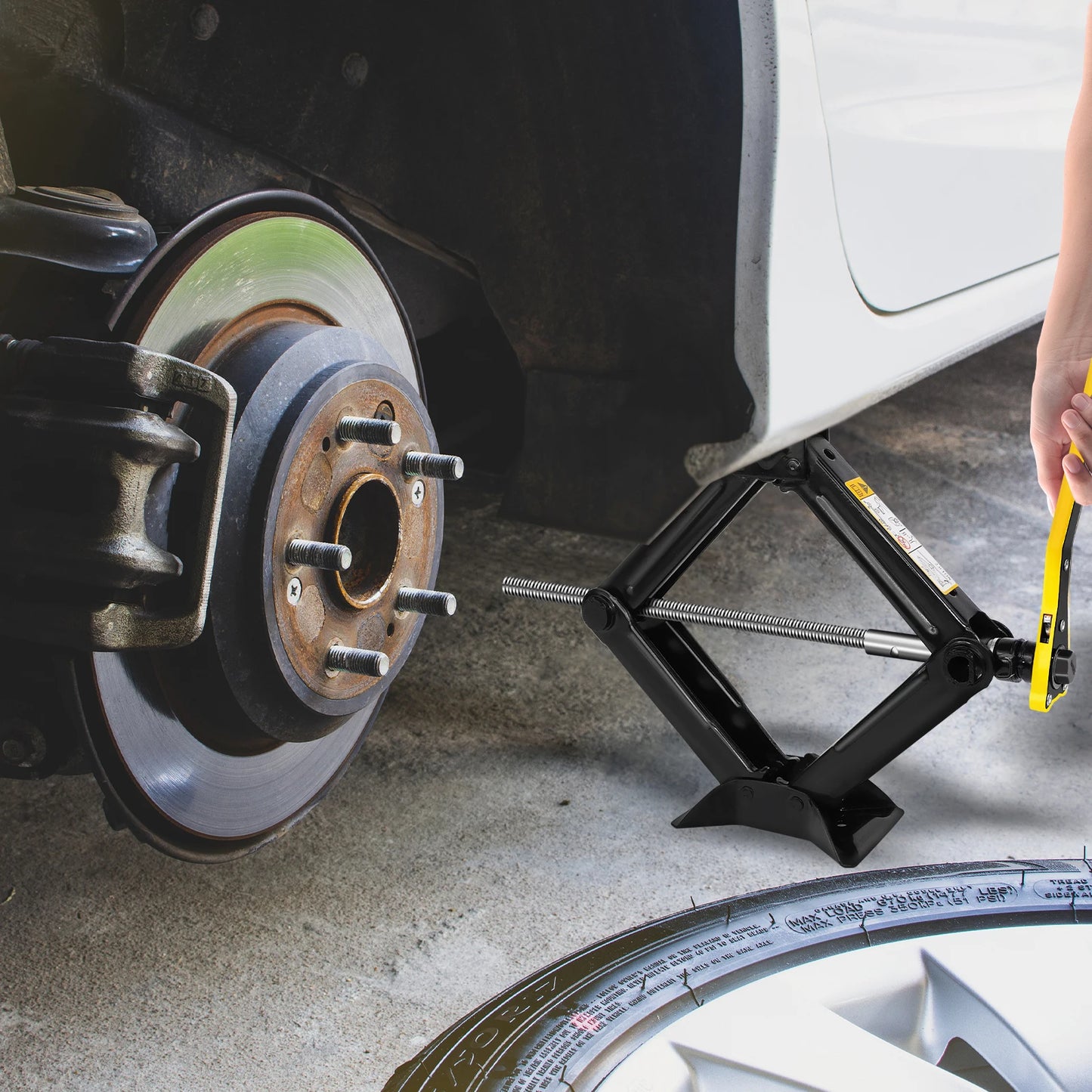 DayPlus Scissor Jack,Compact Car Jack 2 Ton/4409 LBS,105 to 385mm Lifting Range,with Hexagonal Lug Wrench for Cars/SUVS/Sedans