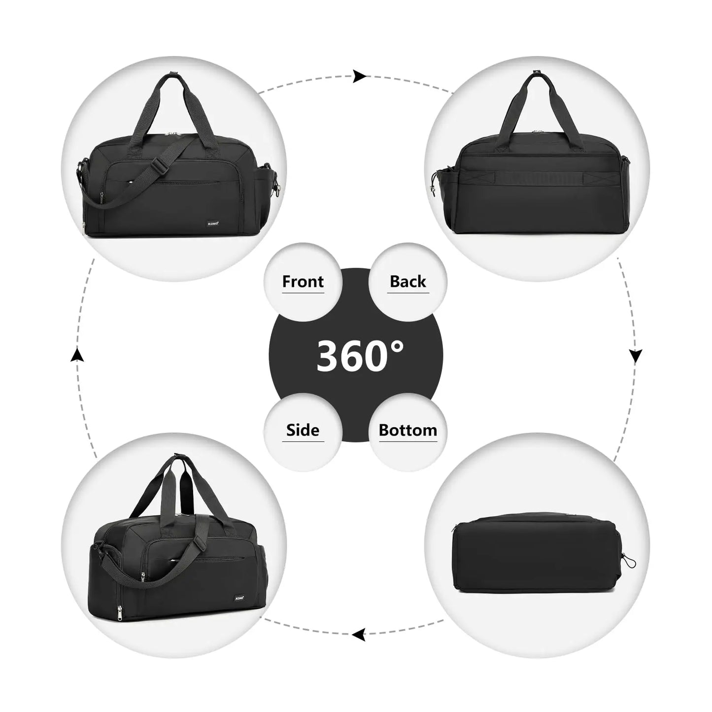 Kono Sports Duffle Bag with Shoes Compartment and Shoulder Strap Waterproof Gym Bag for Men and Women