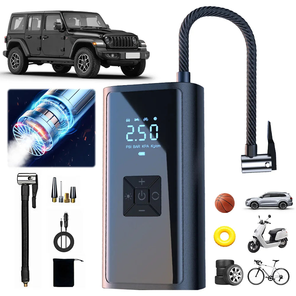 150PSI Car Wired Air Pump Electric Tire Inflation Compressor With LCD Digital Display Light For Auto Bicycles Ball Bicycle Pump