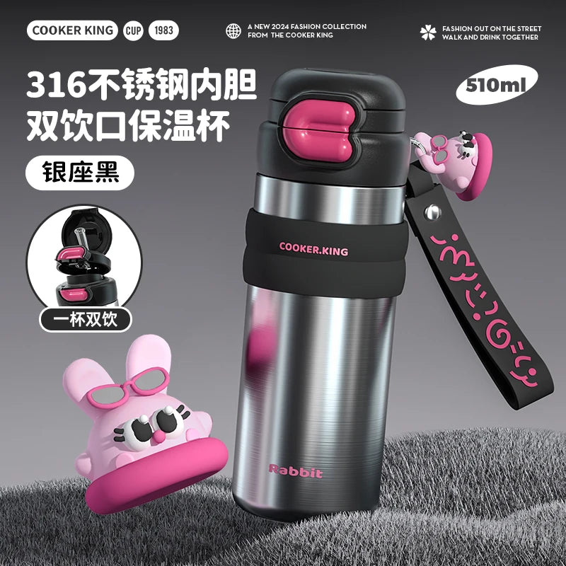 COOKER KING Thermos Cup Children's Student School Camping Water Bottle Female Water Cup Girls Vacuum Flask