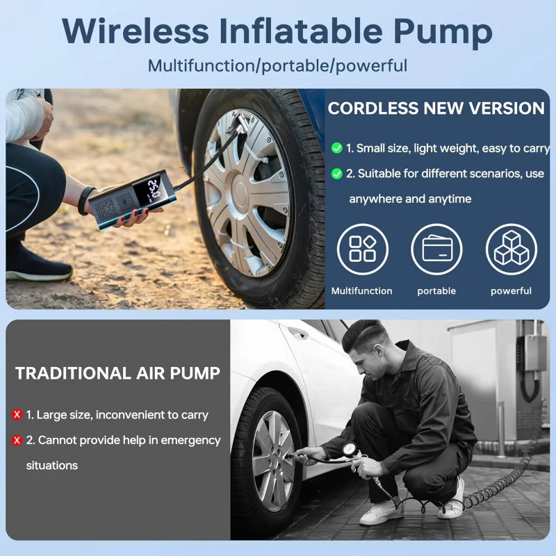Car wireless inflator portable car auto inflator small sedan tire inflator motorcycle bicycle basketball inflator carryable
