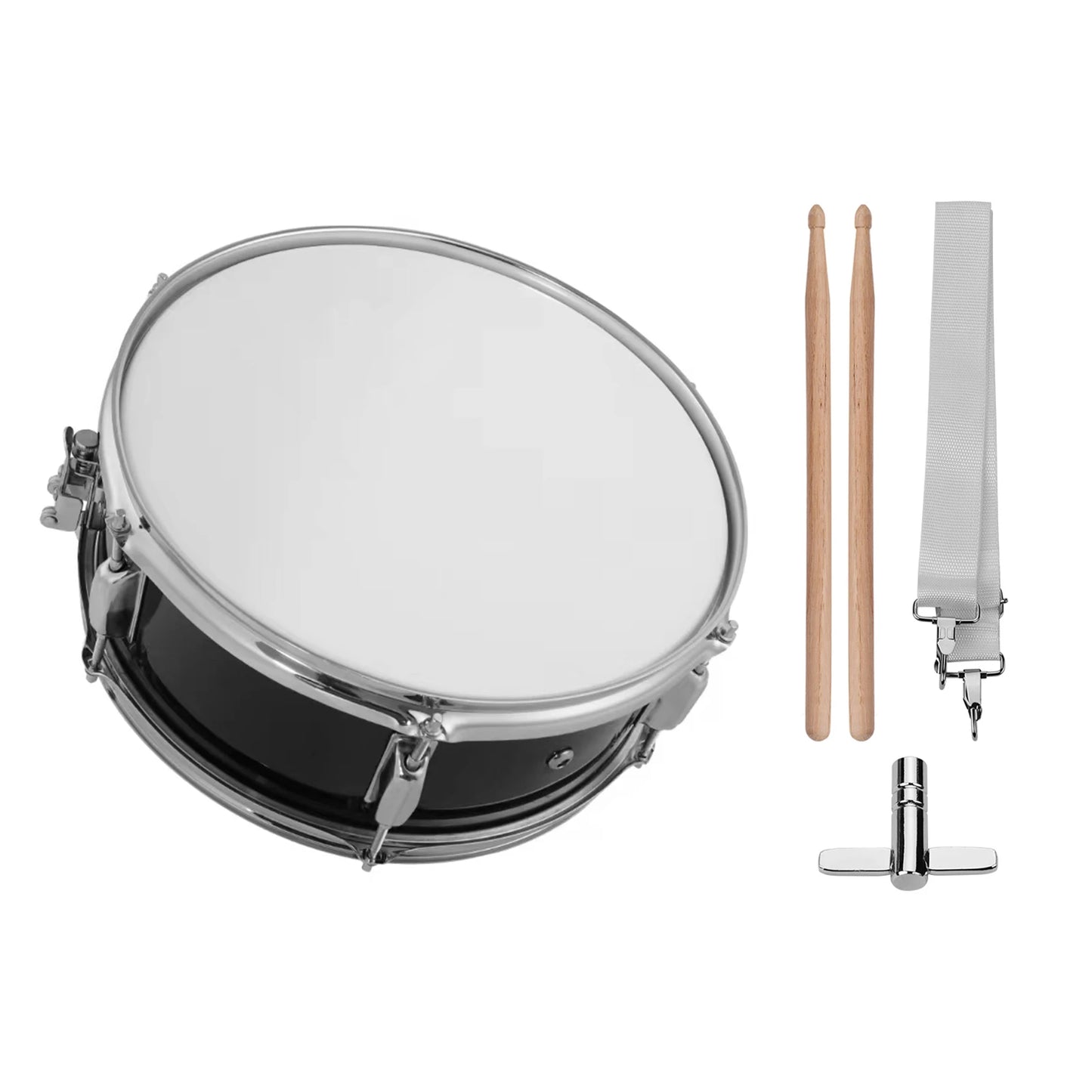 12 Inch Snare Drum Portable Snare Drum Set with Drumsticks Shoulder Strap Percussion Instrument Suitable for Students Beginners