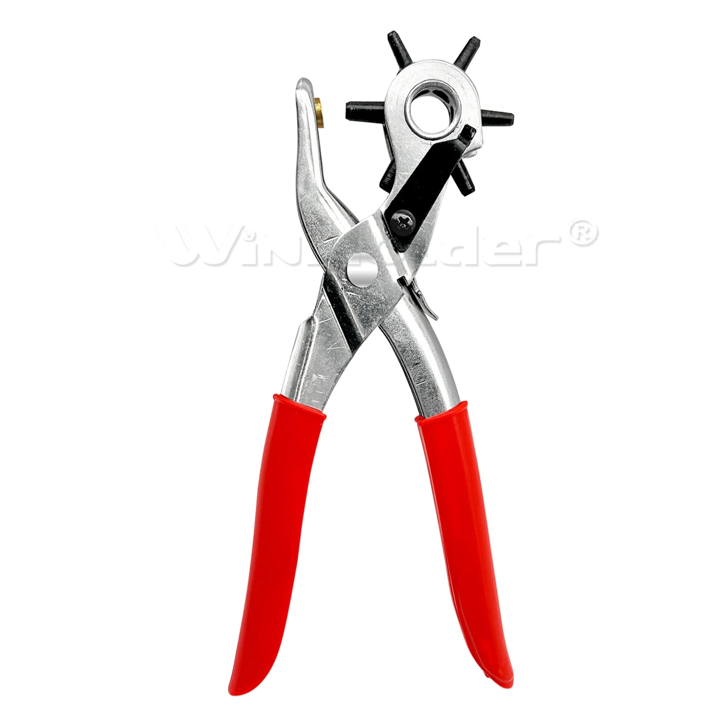 Revolving Leather 6 Sizes Hole Punch Plier Puncher Repair Tool Red For Belts DIY Leather Punch Band Canvas Cut Eyelet